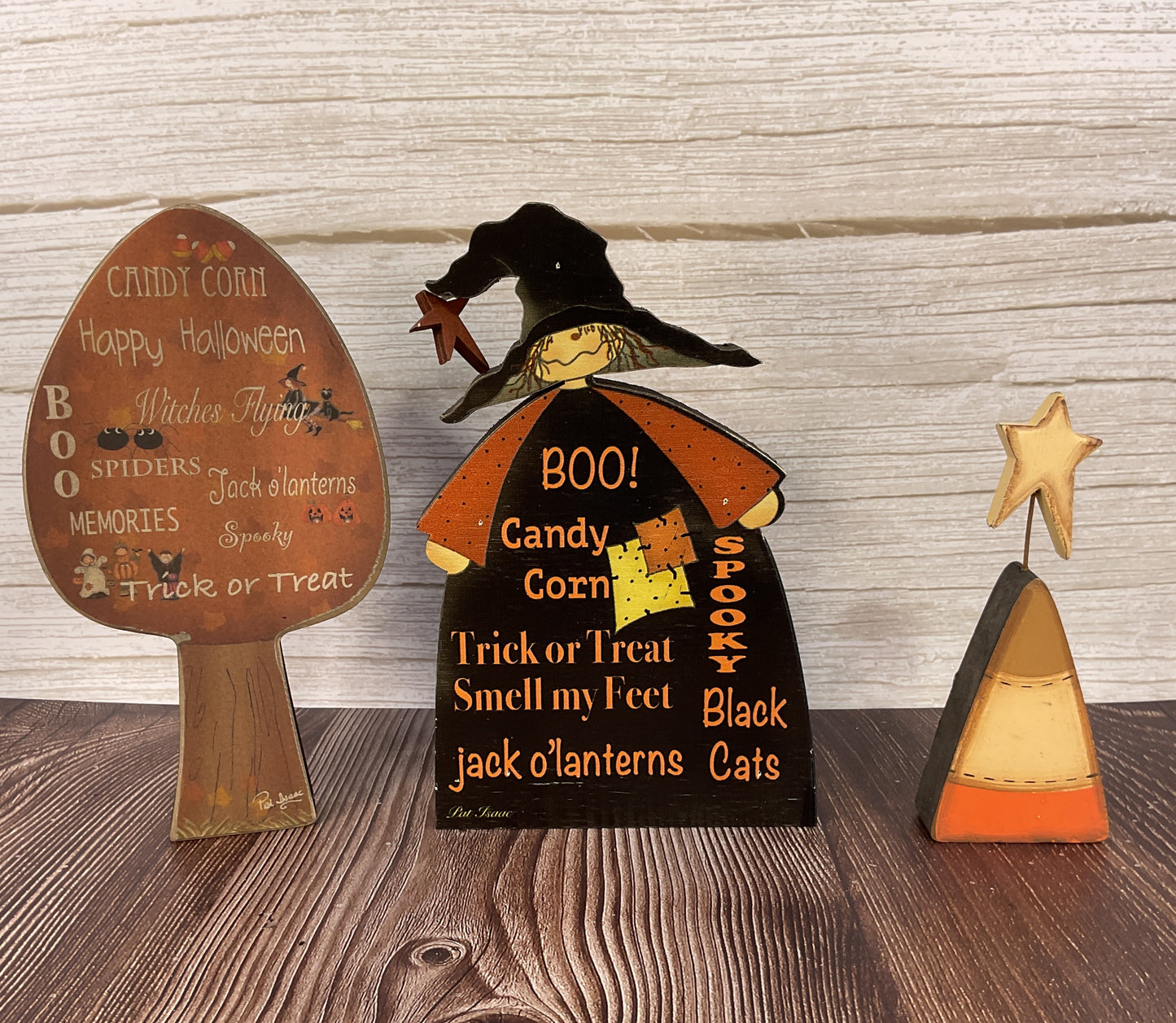 CWI Halloween Decor - Prim Witch Candy Corn by Pat Issac 3pc Set