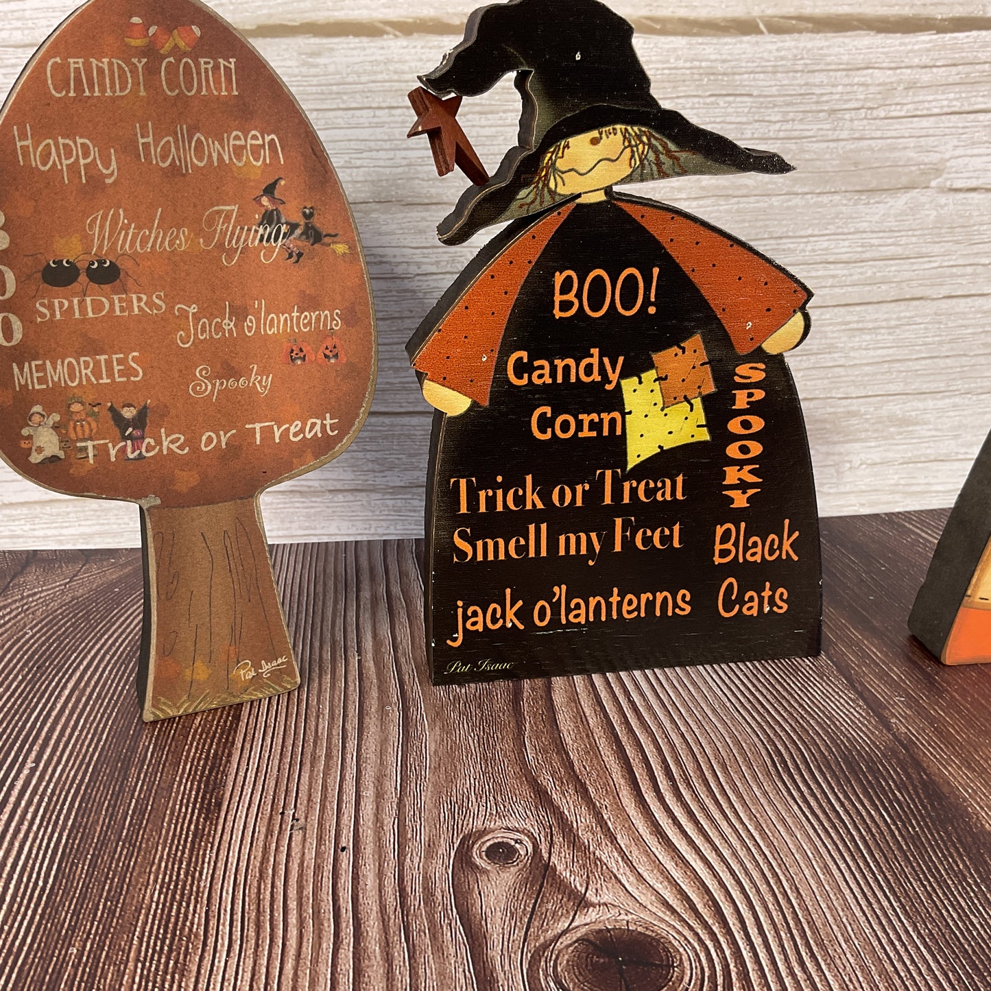 CWI Halloween Decor - Prim Witch Candy Corn by Pat Issac 3pc Set