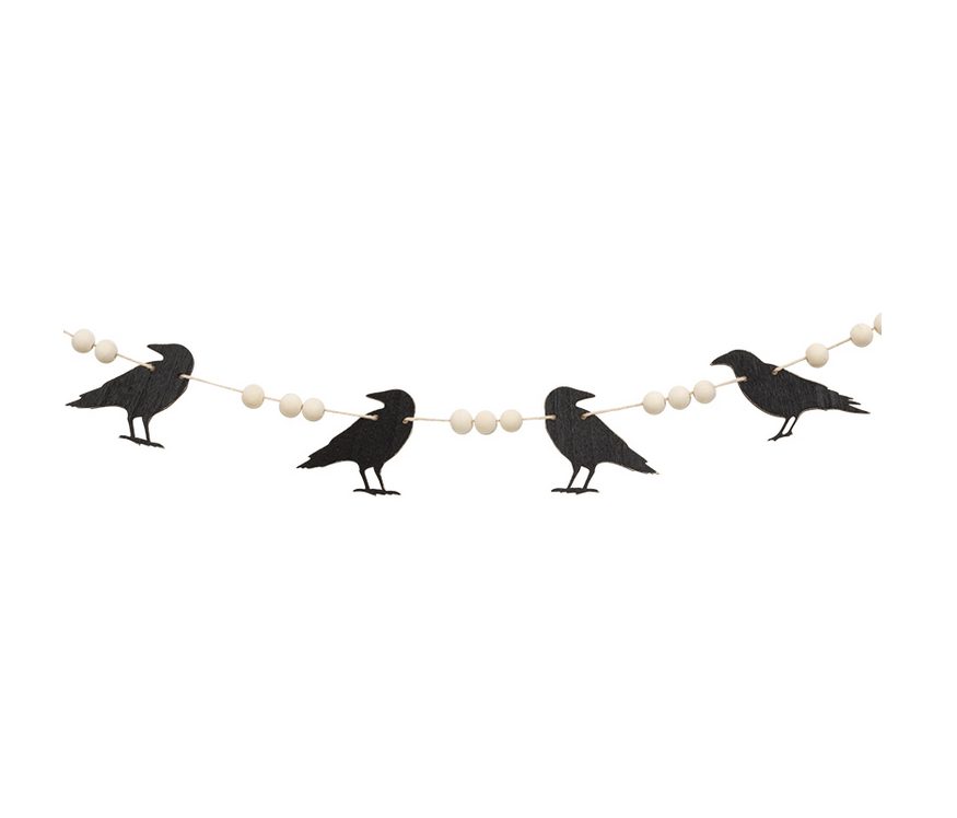 CWI Halloween Decor - Black Crow Tray Mini Small Banner Garland Clip