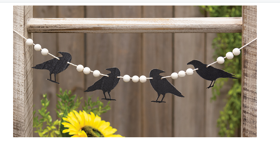 CWI Halloween Decor - Black Crow Tray Mini Small Banner Garland Clip