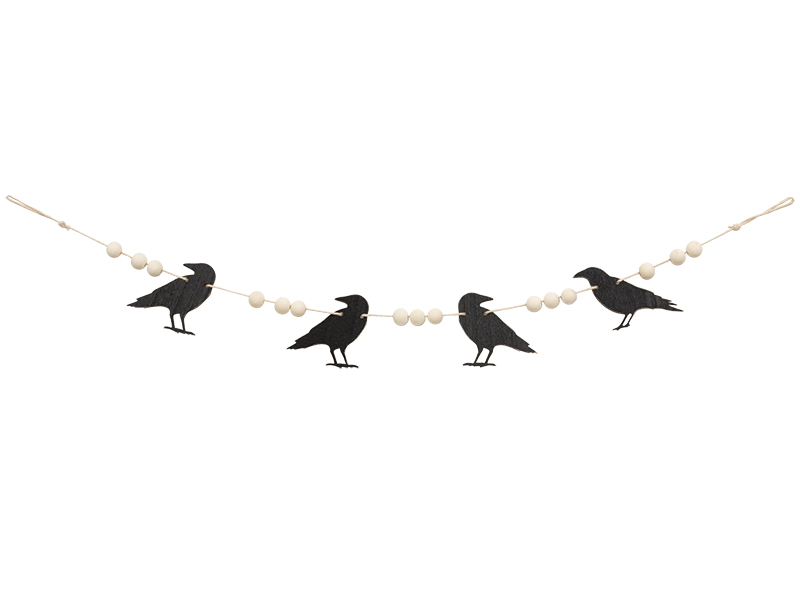 CWI Halloween Decor - Black Crow Tray Mini Small Banner Garland Clip