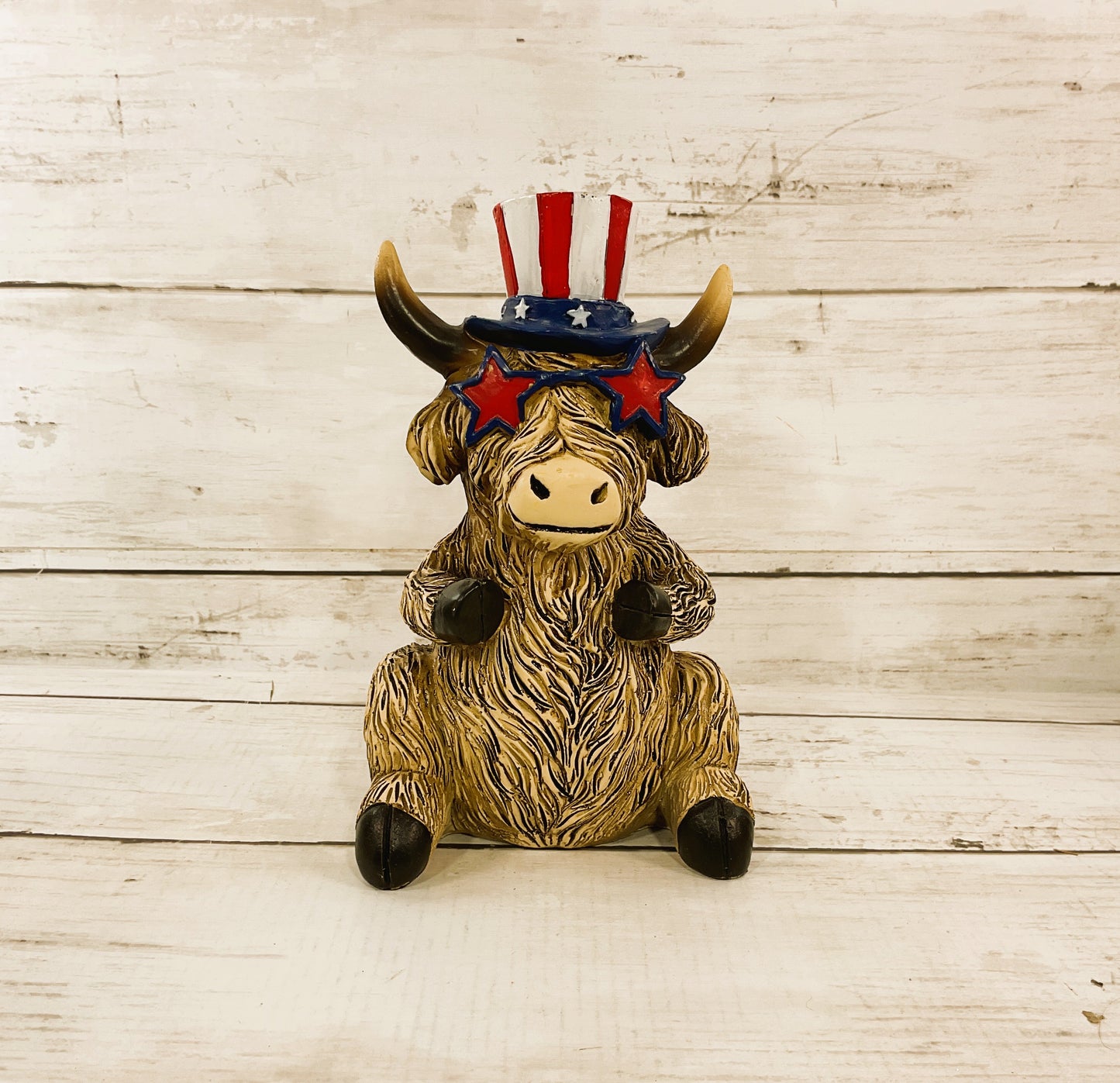 Gerson Patriotic Decor - July 4th Resin Highland Cow 3pc Set