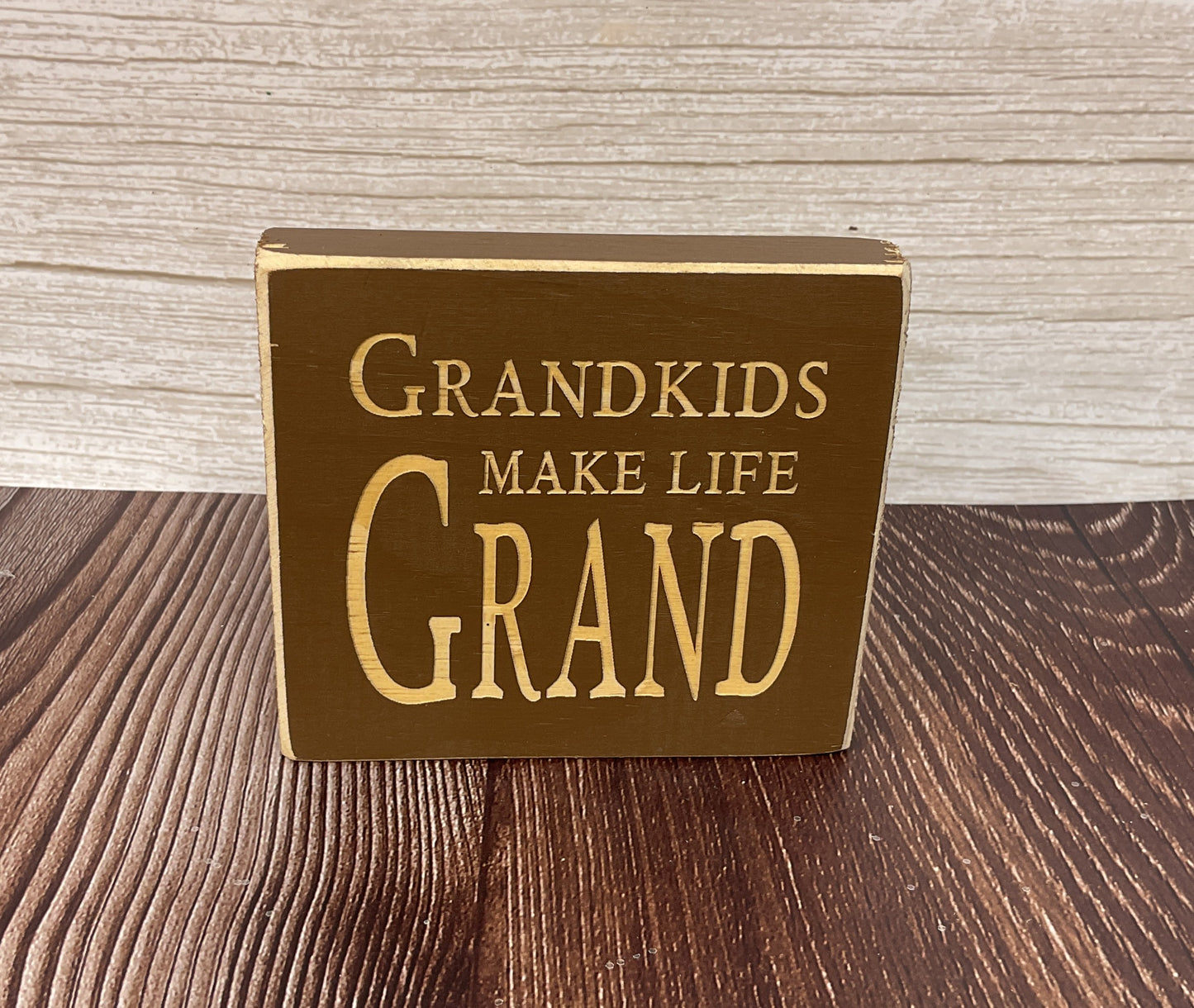 CWI Home Decor - SM Grandkids Make Life Grand Engraved Block Sign