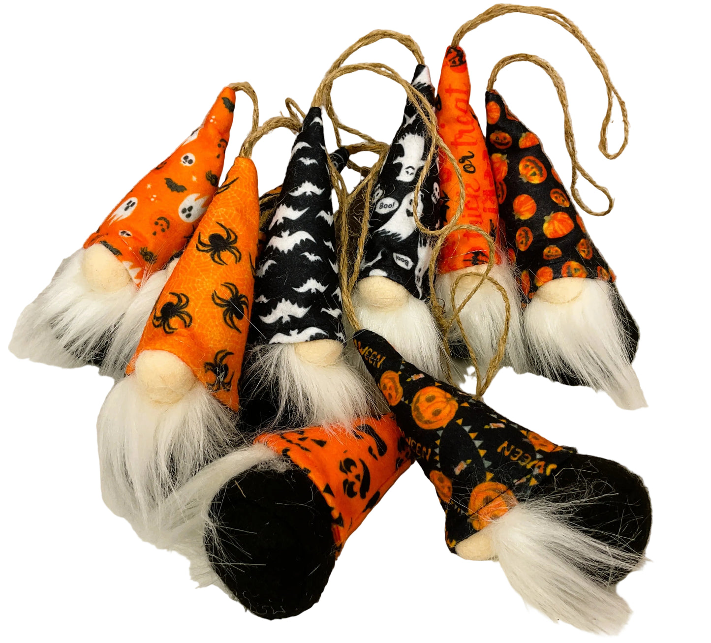 Clearance Halloween Decor - Stuffed Fabric Gnomes Ornaments 10pc Set
