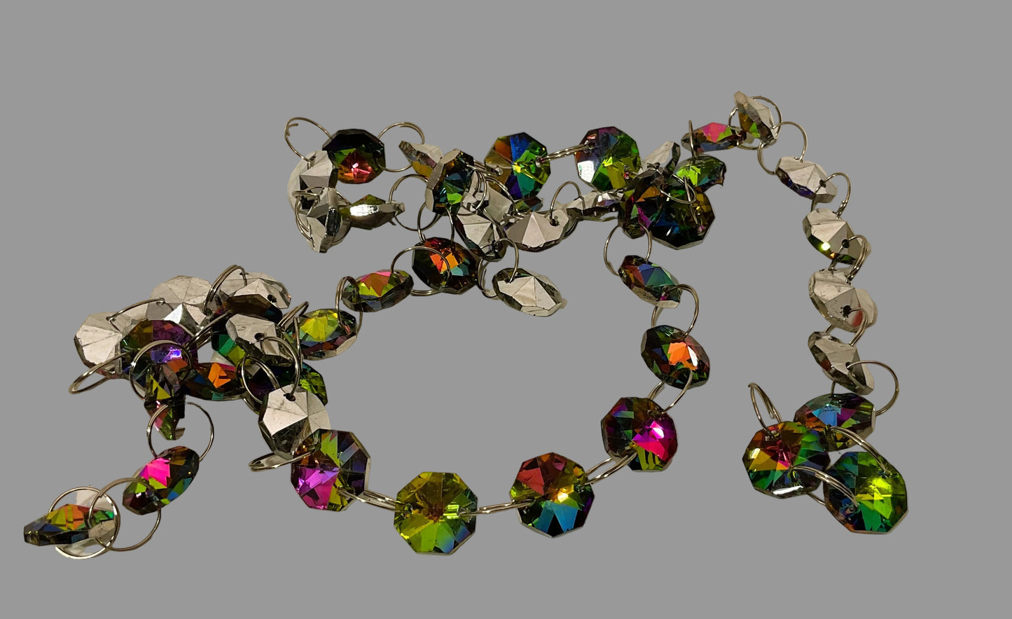 Clearance Halloween Decor - Romantic Rainbow Peacock Crystal Garland 8 Strands