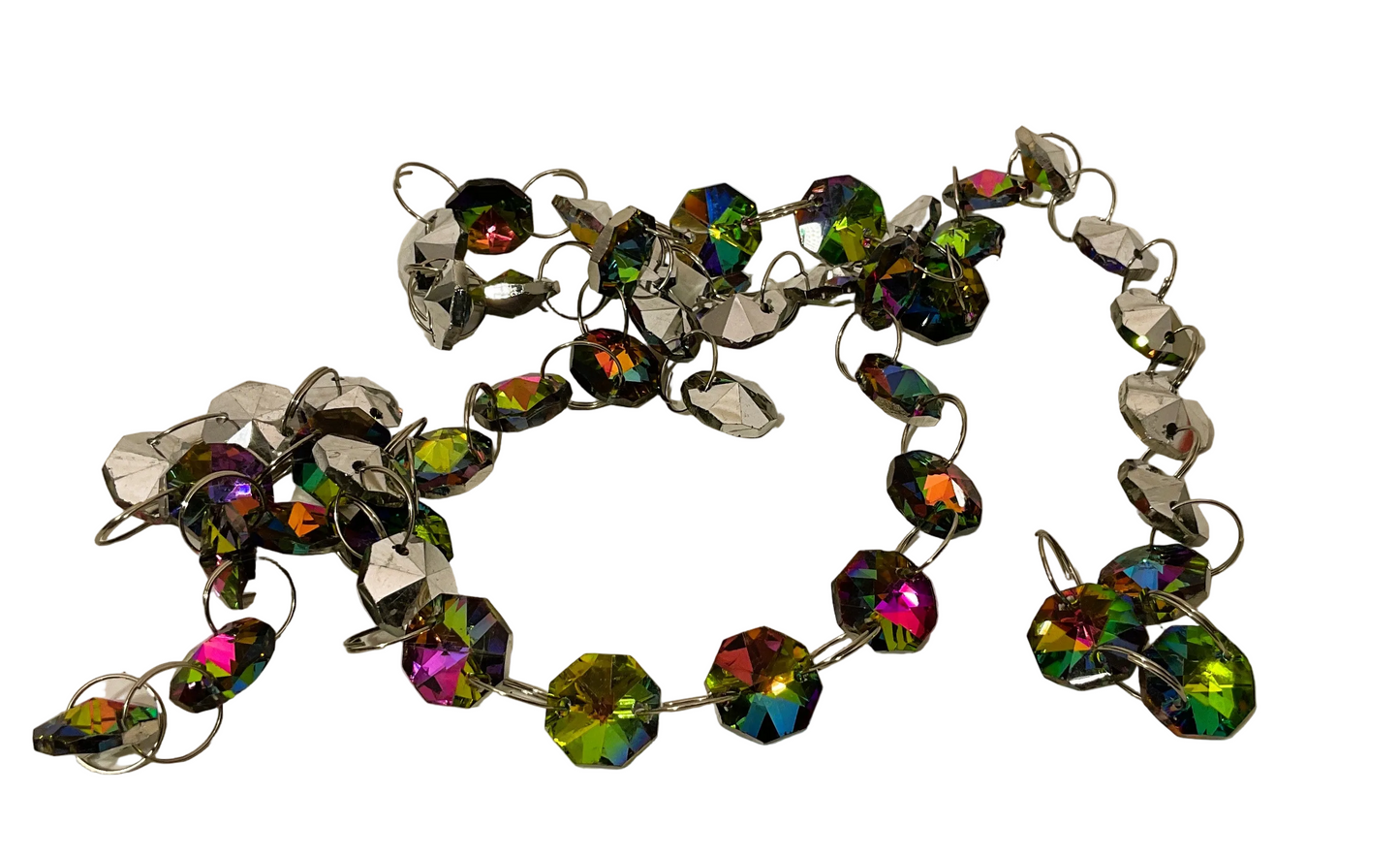 Clearance Halloween Decor - Romantic Rainbow Peacock Crystal Garland 8 Strands