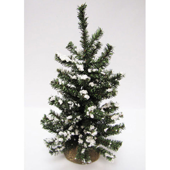 Darice Christmas Decor - Artificial Snow Pine Tree with Burlap Base 18-inch