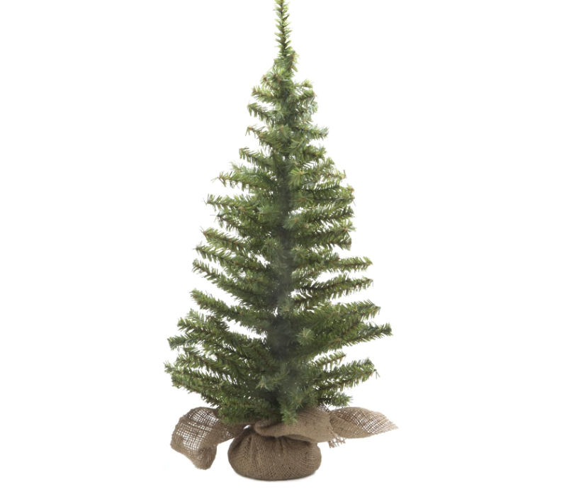 Darice Christmas Decor - Artificial Canadian Pine Tree with Burlap & Wood Base 24-inch