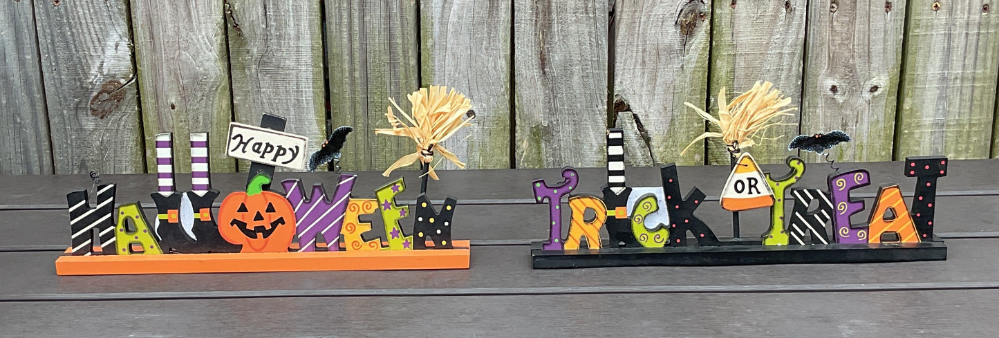 Darice Halloween Decor - Whimsy Trick Treat Word Table Sitter 2pc Set