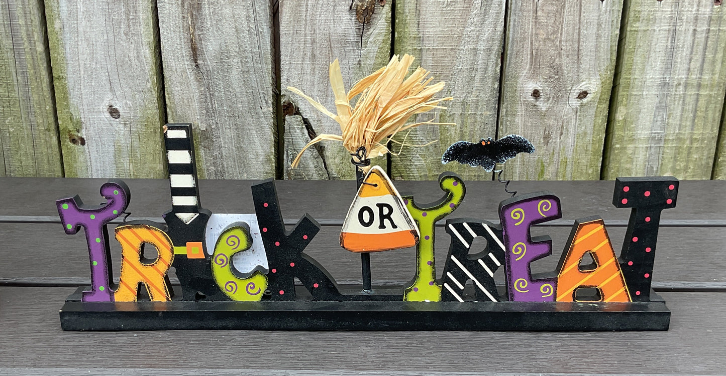 Darice Halloween Decor - Whimsy Trick Treat Word Table Sitter 2pc Set