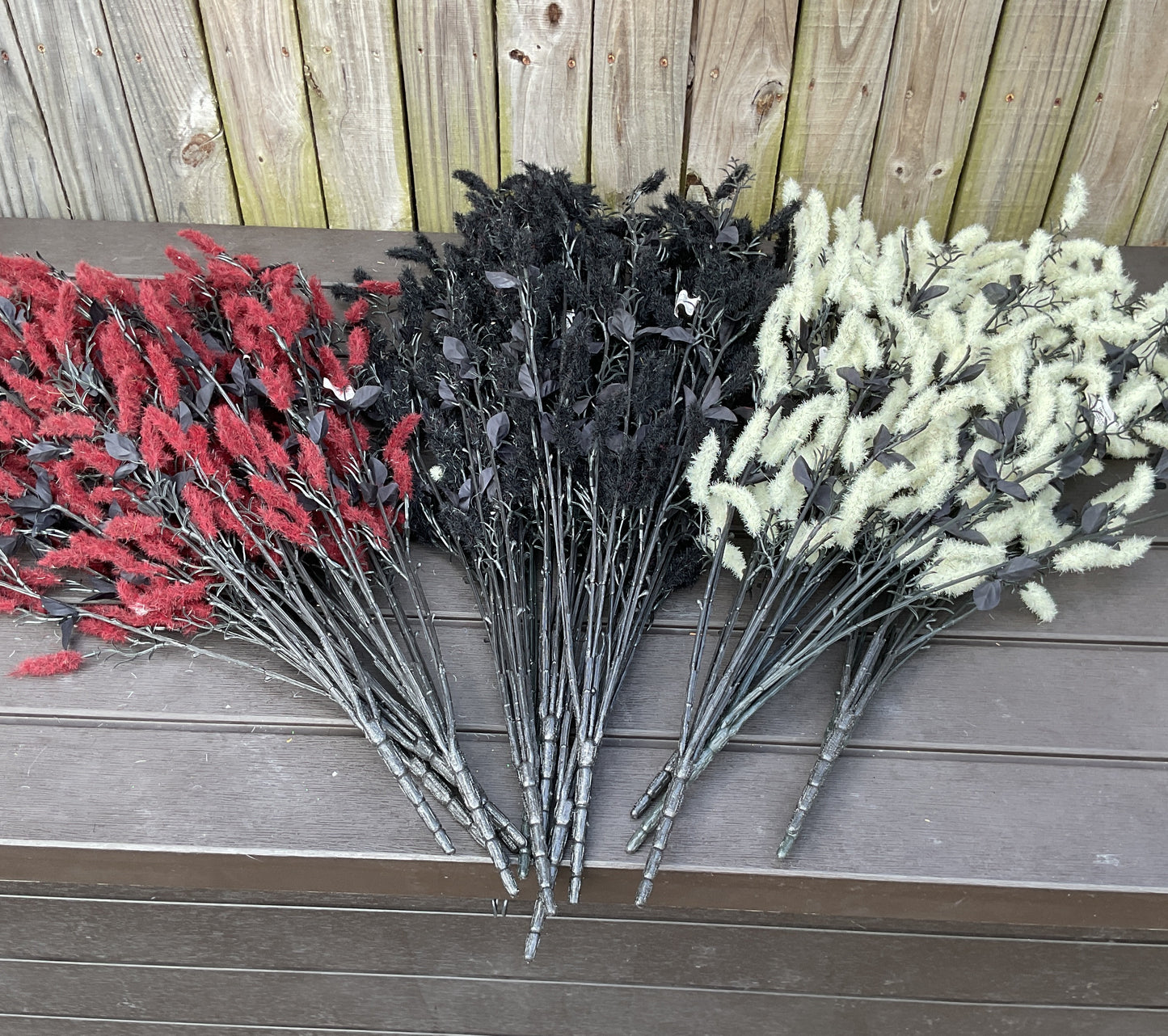 Darice Halloween Decor - Black Maroon White Willow Floral Spray Picks 15pc Set