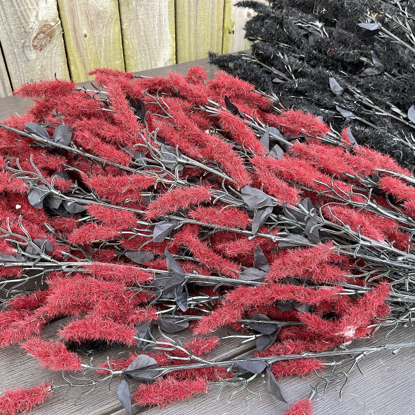 Darice Halloween Decor - Black Maroon White Willow Floral Spray Picks 15pc Set