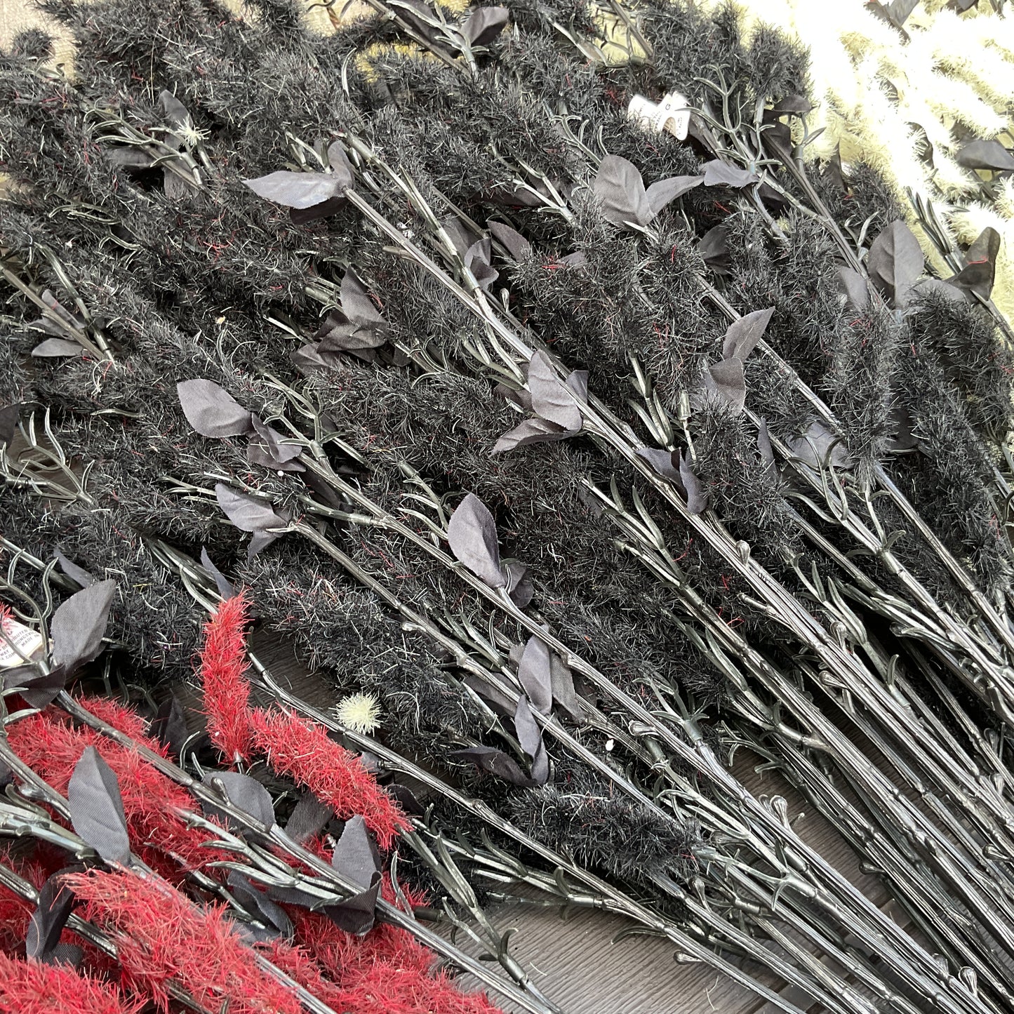 Darice Halloween Decor - Black Maroon White Willow Floral Spray Picks 15pc Set
