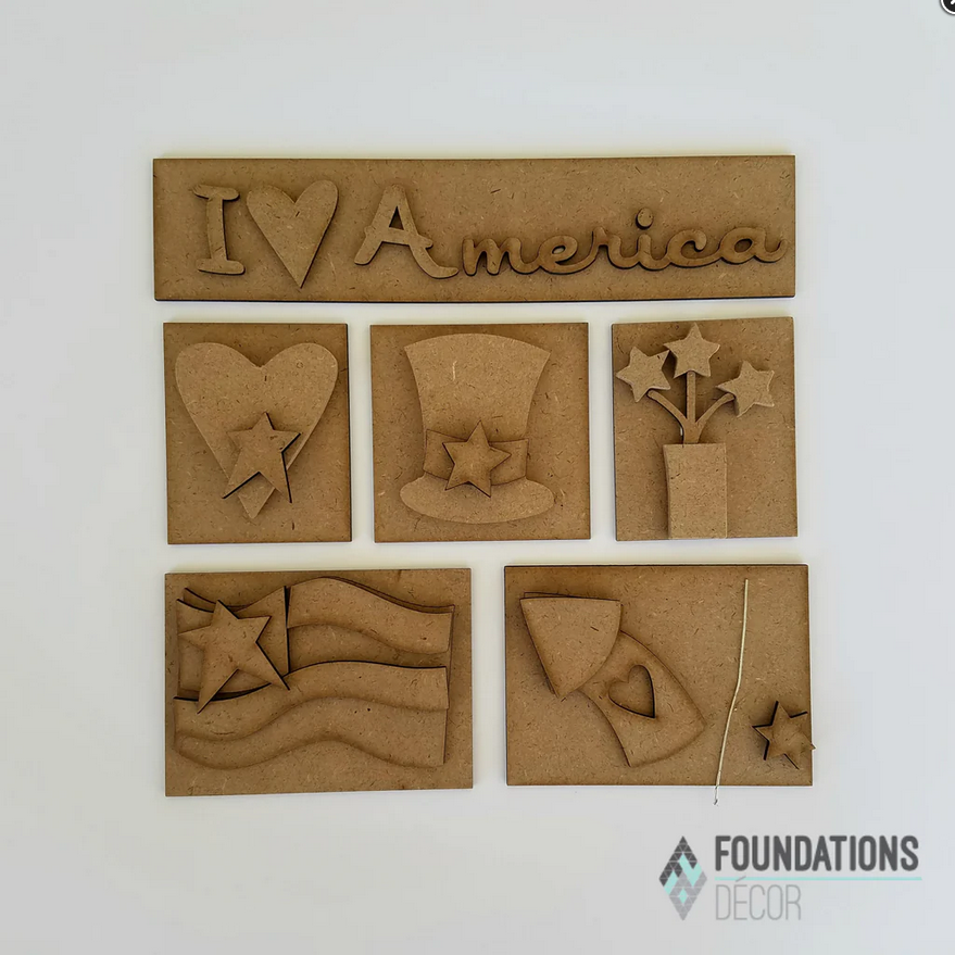 FD Patriotic Craft Supply - DIY I Love America July Base Kit for Shadow Box