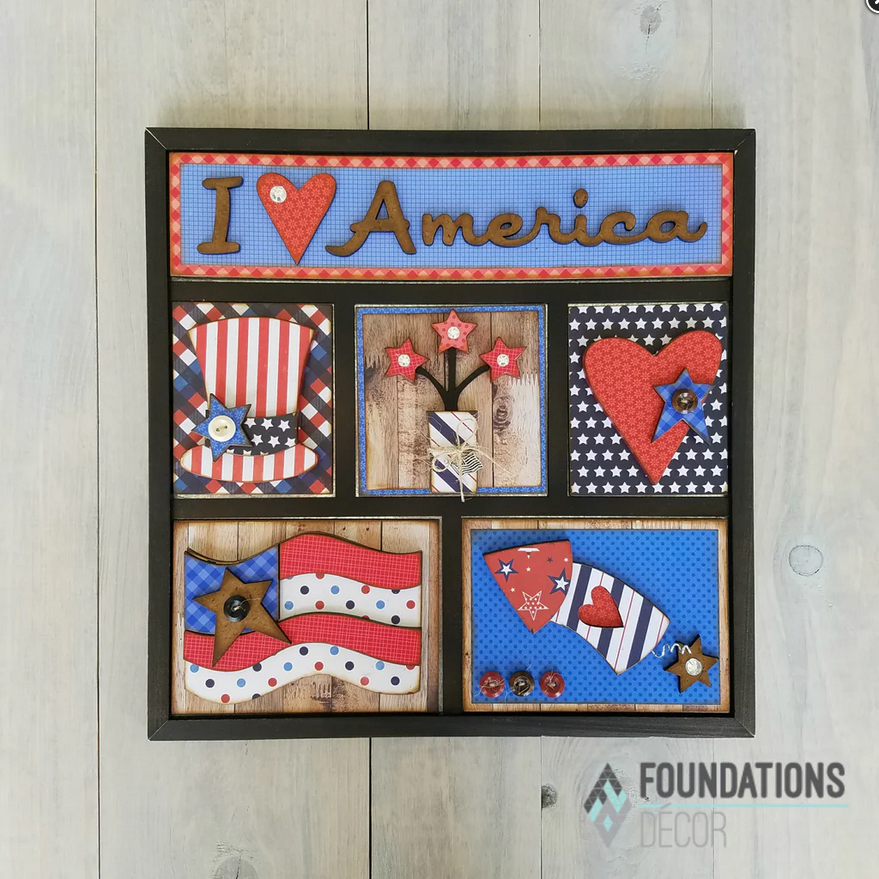 FD Patriotic Craft Supply - DIY I Love America July Base Kit for Shadow Box