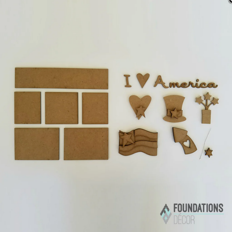 FD Patriotic Craft Supply - DIY I Love America July Base Kit for Shadow Box