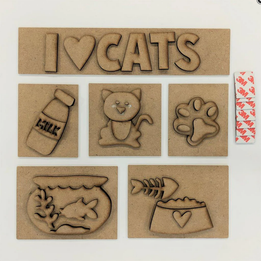 FD Craft Supply - DIY I Love Cats Base Kit for Shadow Box