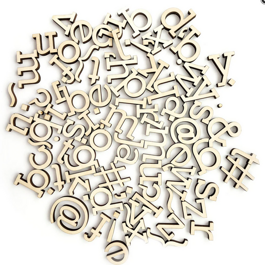 FD Craft Supply - Unfinished Cutout Wood Lower Case Cap Letter Set