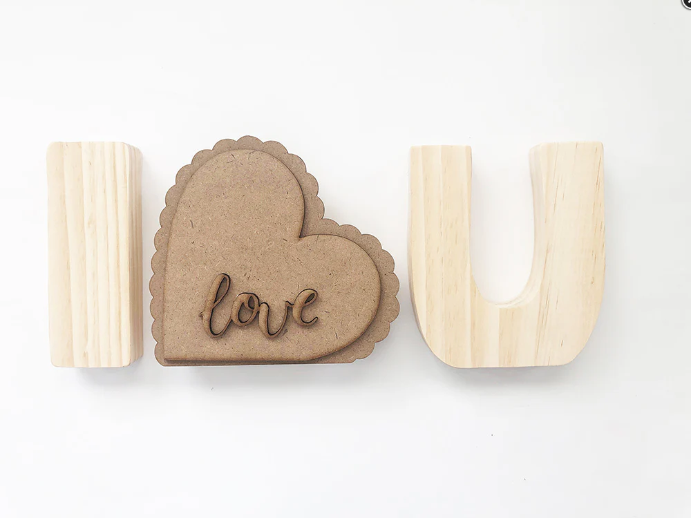 FD Craft Decor - DIY Wood Letters "I Love You" Chunky Sitter