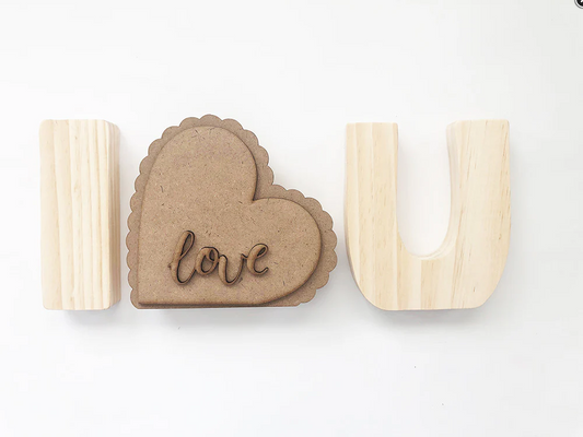 FD Craft Decor - DIY Wood Letters "I Love You" Chunky Sitter