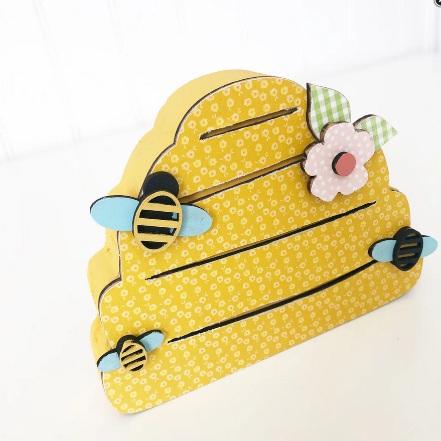 FD Spring Craft Decor - DIY Wood Summer Bee Hive Chunky Sitter