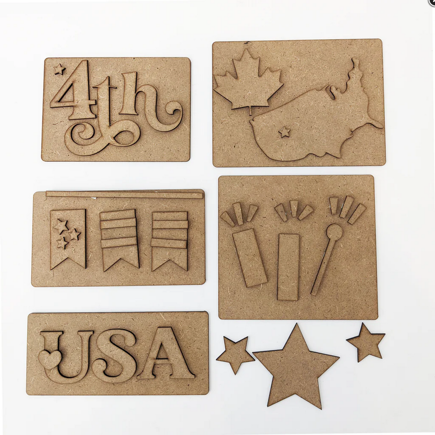 FD Patriotic Craft - Unfinished July 4th Theme Base Kit for Tier Tray