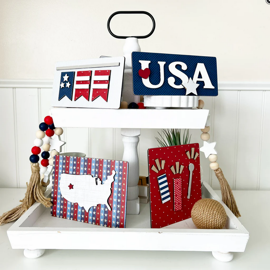 FD Patriotic Craft - Unfinished July 4th Theme Base Kit for Tier Tray