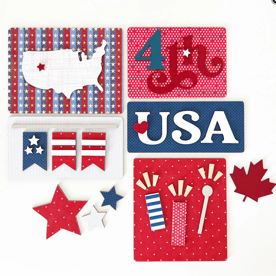 FD Patriotic Craft - Unfinished July 4th Theme Base Kit for Tier Tray