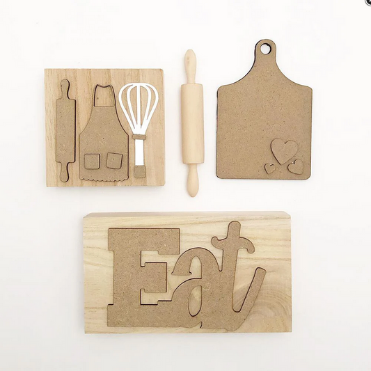 FD Craft Supply - DIY Kitchen Cooking Theme Tier Tray Kit 4pc Set