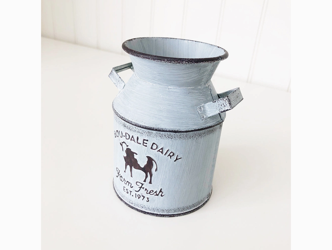 FD Home Craft Decor - Farmhouse Milk Can Beige Gray Container