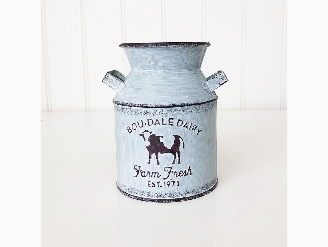 FD Home Craft Decor - Farmhouse Milk Can Beige Gray Container