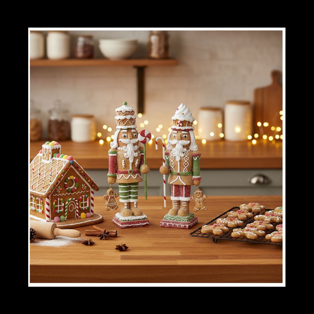 Gerson Christmas Decor - Gingerbread Nutcracker Resin Figurines 2pc Set