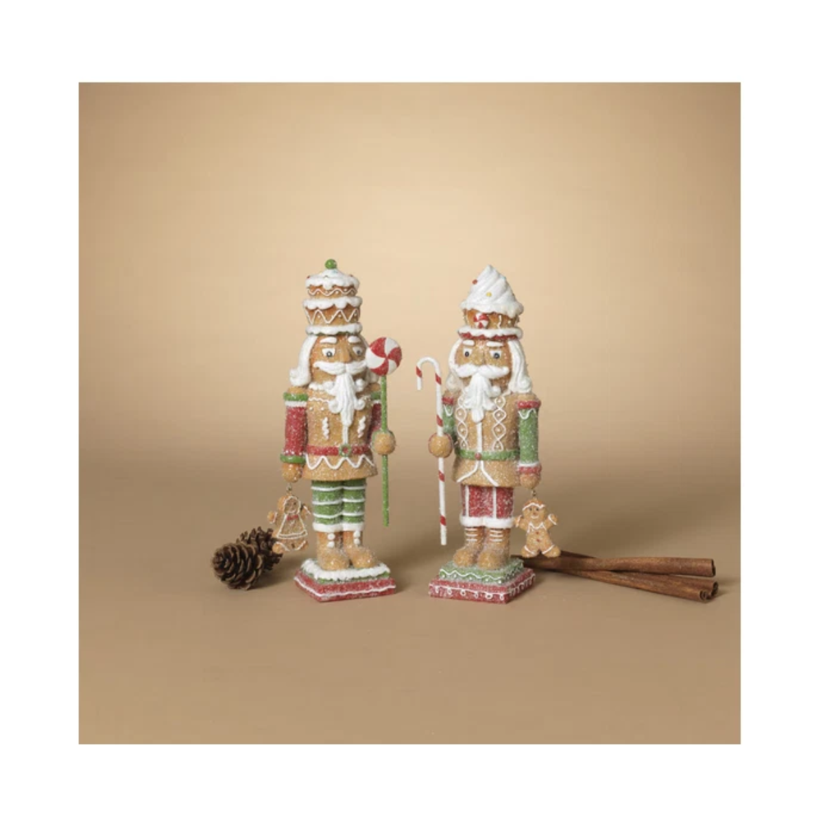 Gerson Christmas Decor - Gingerbread Nutcracker Resin Figurines 2pc Set