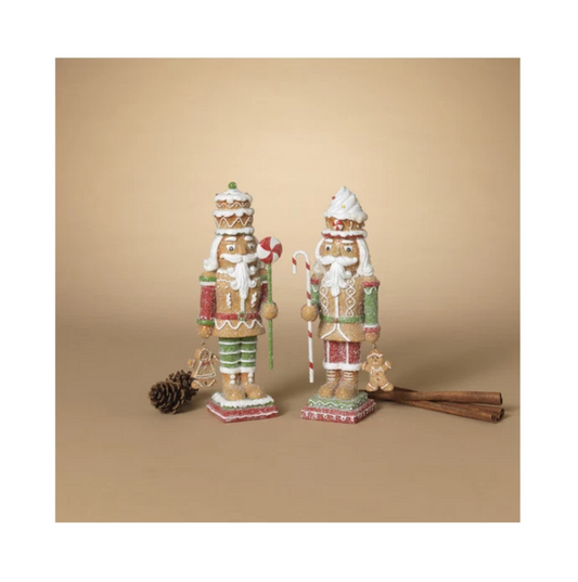 Gerson Christmas Decor - Gingerbread Nutcracker Resin Figurines 2pc Set