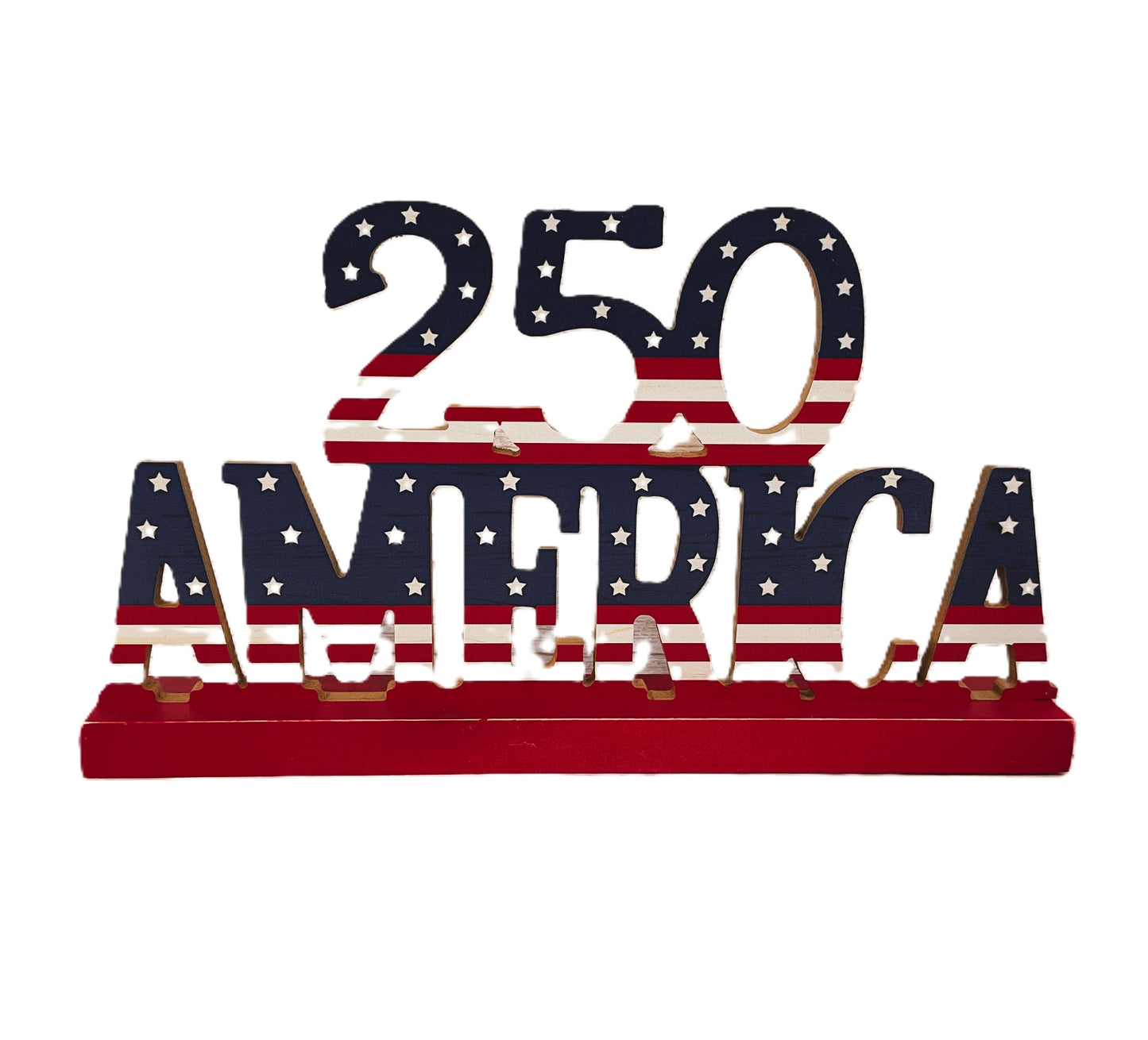 America July 4th Sign & Wood Bead Garland 2-Piece Set – Patriotic Decor