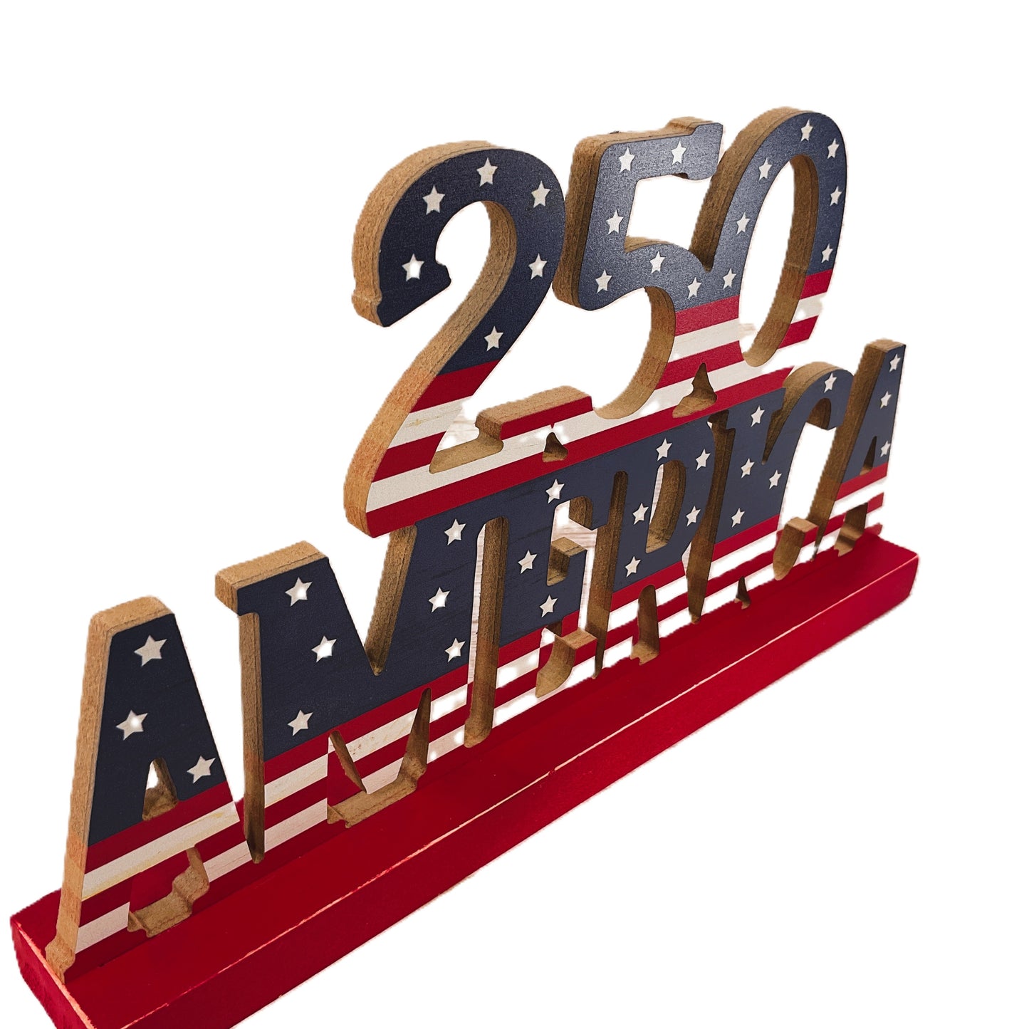America July 4th Sign & Wood Bead Garland 2-Piece Set – Patriotic Decor