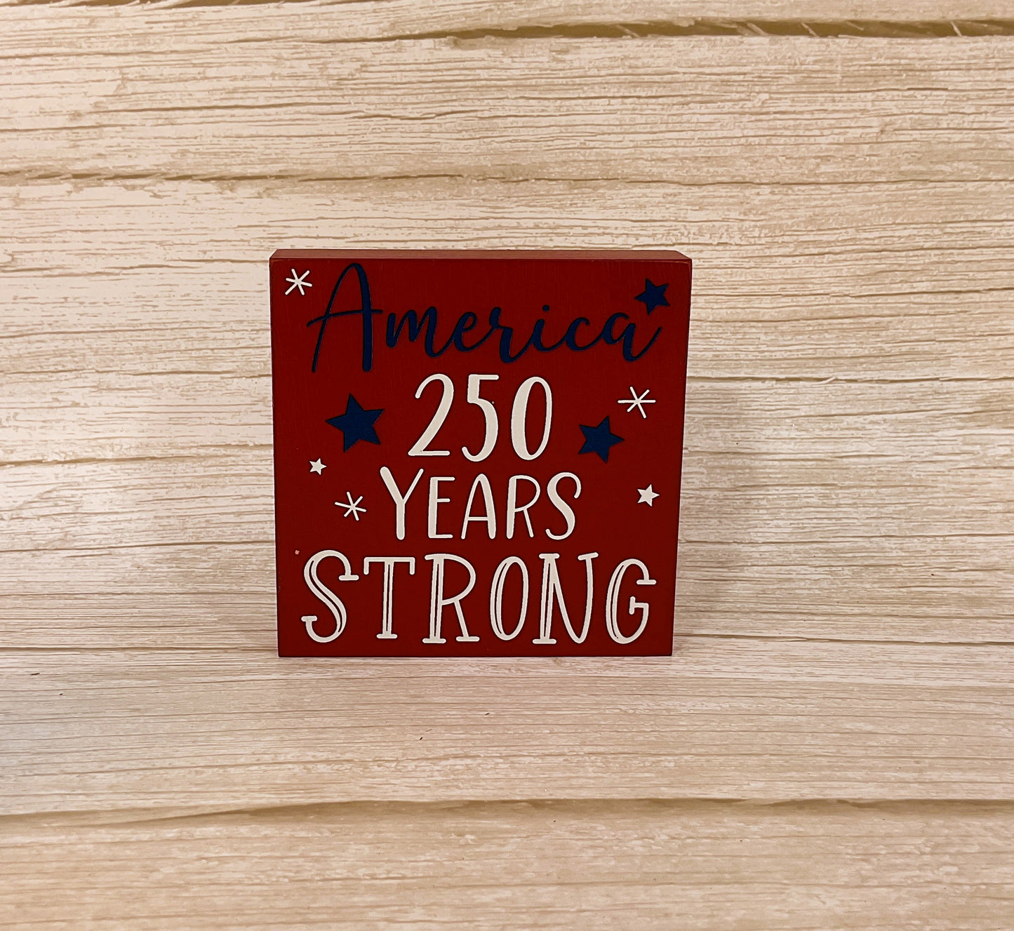 America 250th Birthday Block Signs 2-Piece Set – July 4th Patriotic Decor