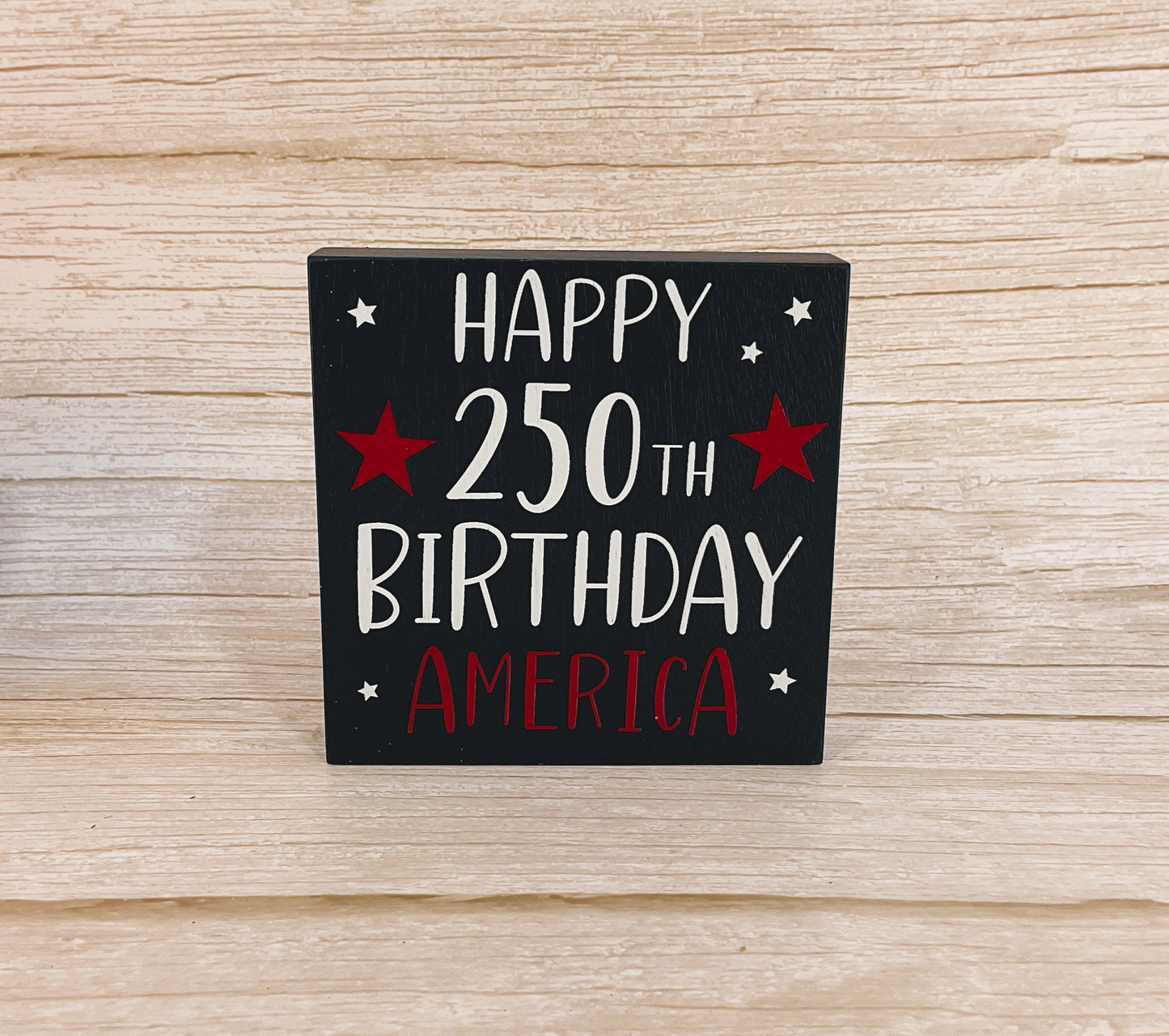 America 250th Birthday Block Signs 2-Piece Set – July 4th Patriotic Decor