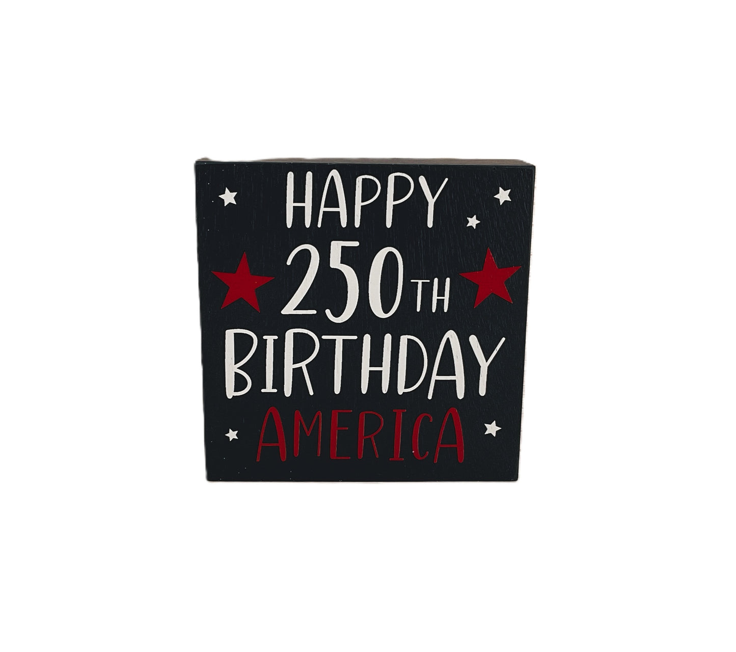 America 250th Birthday Block Signs 2-Piece Set – July 4th Patriotic Decor