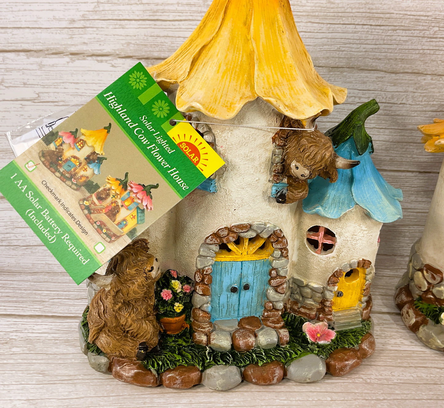 Gerson Spring Decor - Flower Highland Cow Lighted LED Solar House
