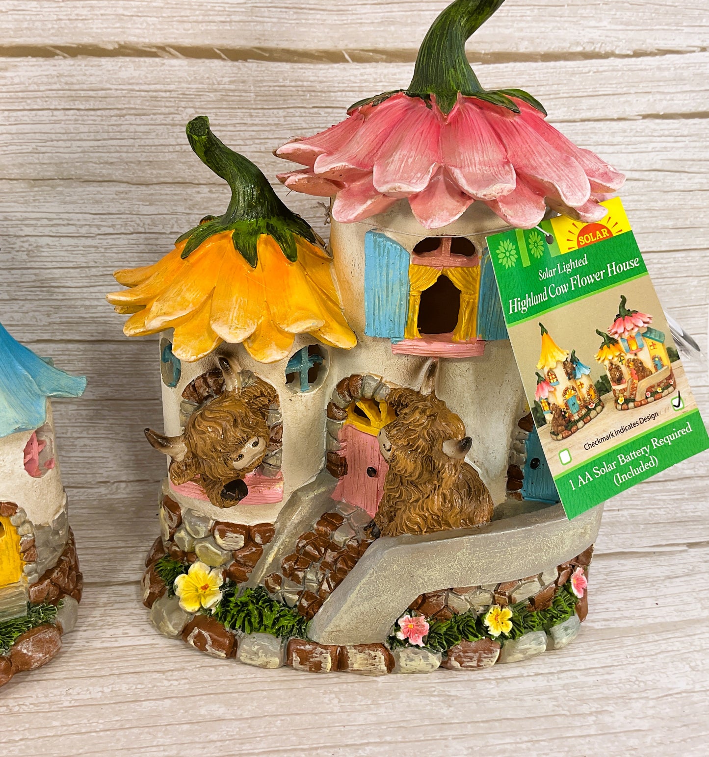 Gerson Spring Decor - Flower Highland Cow Lighted LED Solar House
