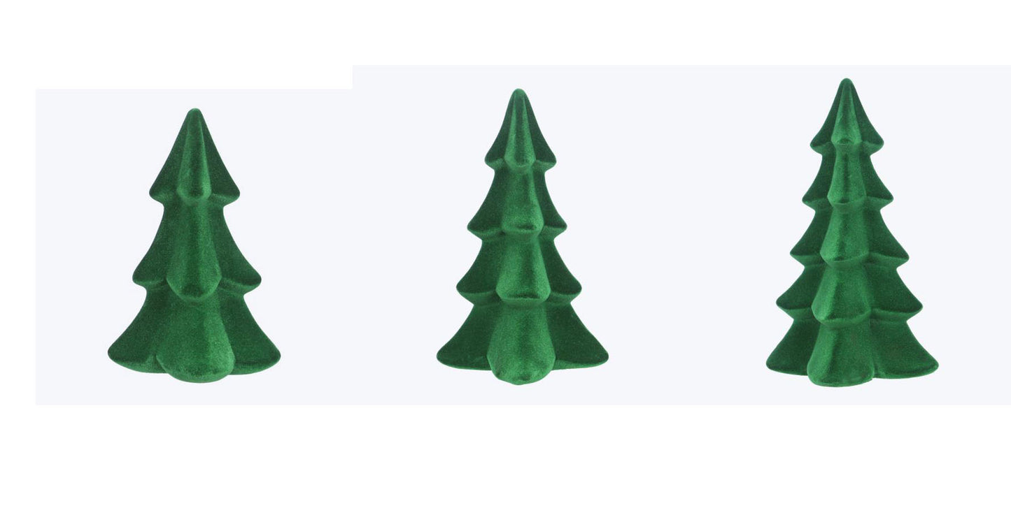 YI Christmas Decor - Ceramic Flocked Green Tree Multiple Sizes