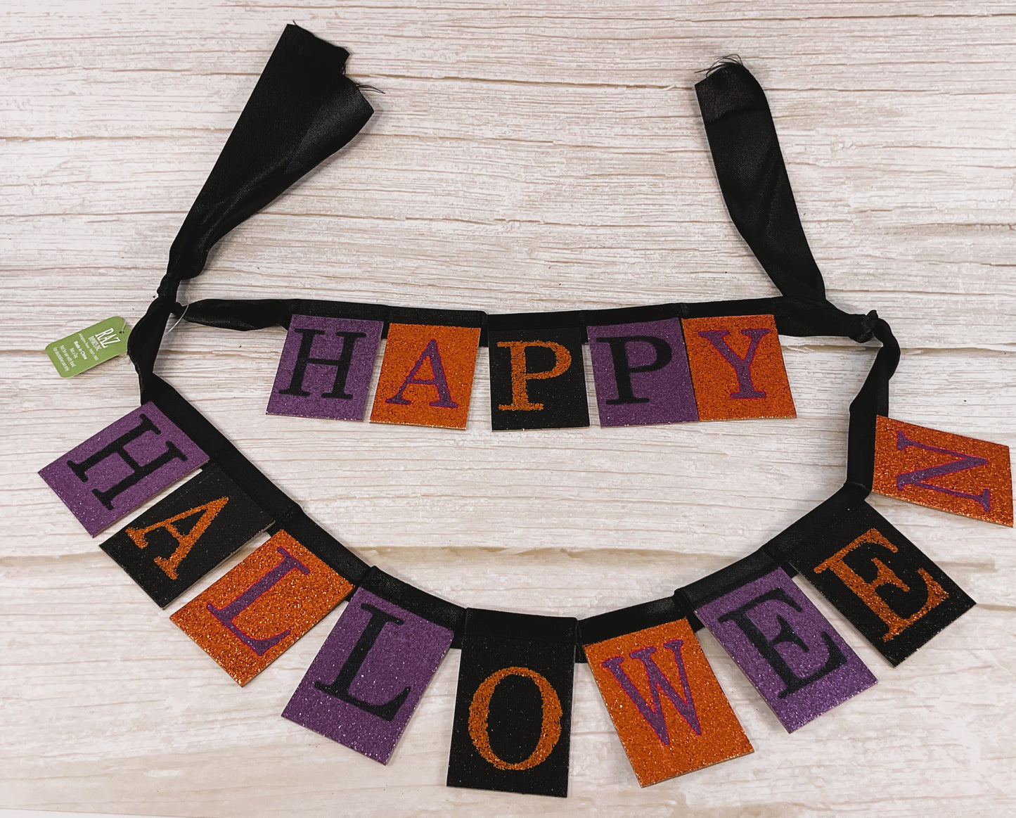 Raz Imports Halloween Decor - Small Glitter Paper Satin Ribbon Garland
