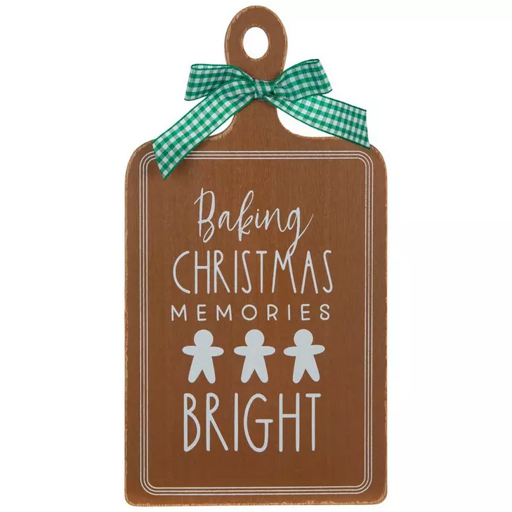 HL Christmas Decor - Wood Cutting Board Baking Bright Gingerbread Sign