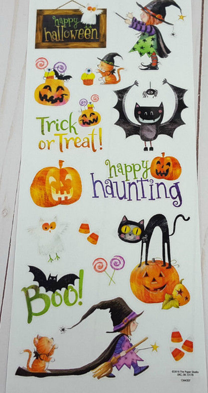 HL Halloween Craft Supply - Cats Pumpkins Cute Witch Icons Stickers 3 Sets