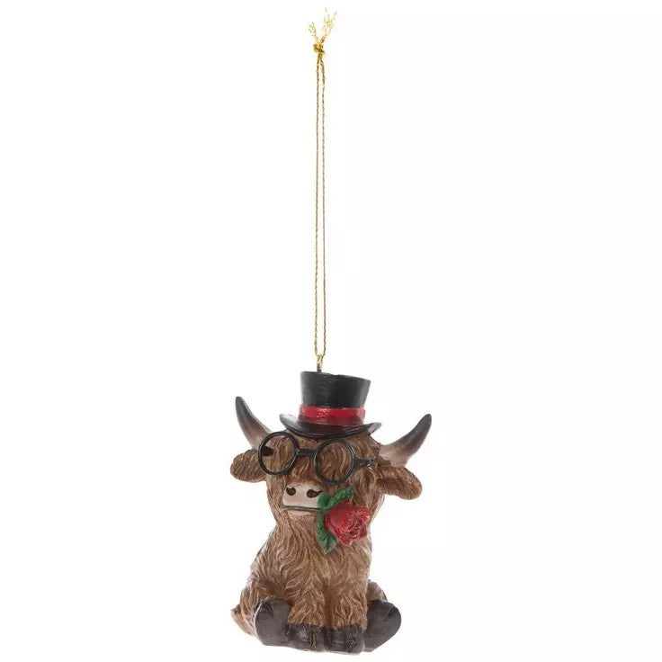 HL Valentines Decor - Highland Cow Ornaments 2pc Set