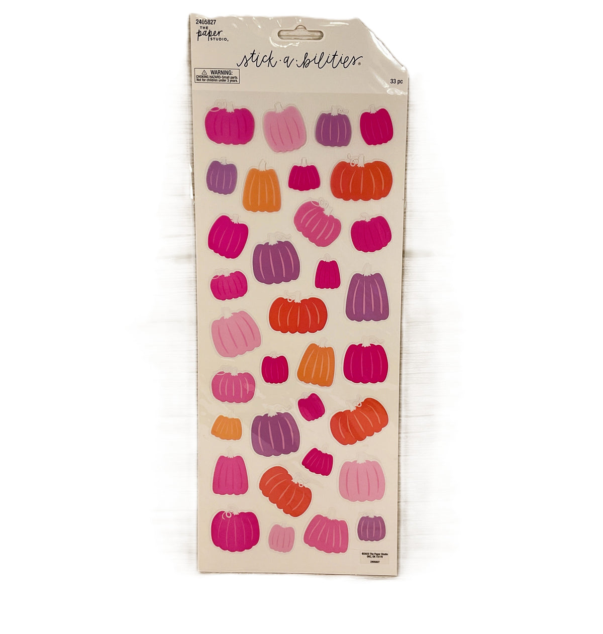 HL Fall Craft Supply - Pink Peach Lavender Pumpkin Stickers 33pc
