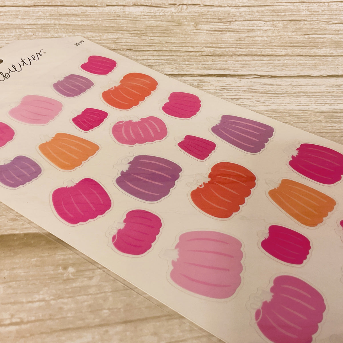 HL Fall Craft Supply - Pink Peach Lavender Pumpkin Stickers 33pc
