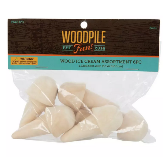 HL Woodpile Craft Supply - Unfinish Wood Small Cone 6pc