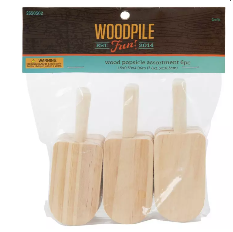 HL Woodpile Craft Supply - Unfinish Wood Small Popsicle 6pc